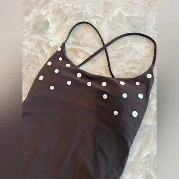NWT J. Crew Button-trim scoopback one-piece swimsuit - size 6 and 8 - brown - Picture 5 of 12